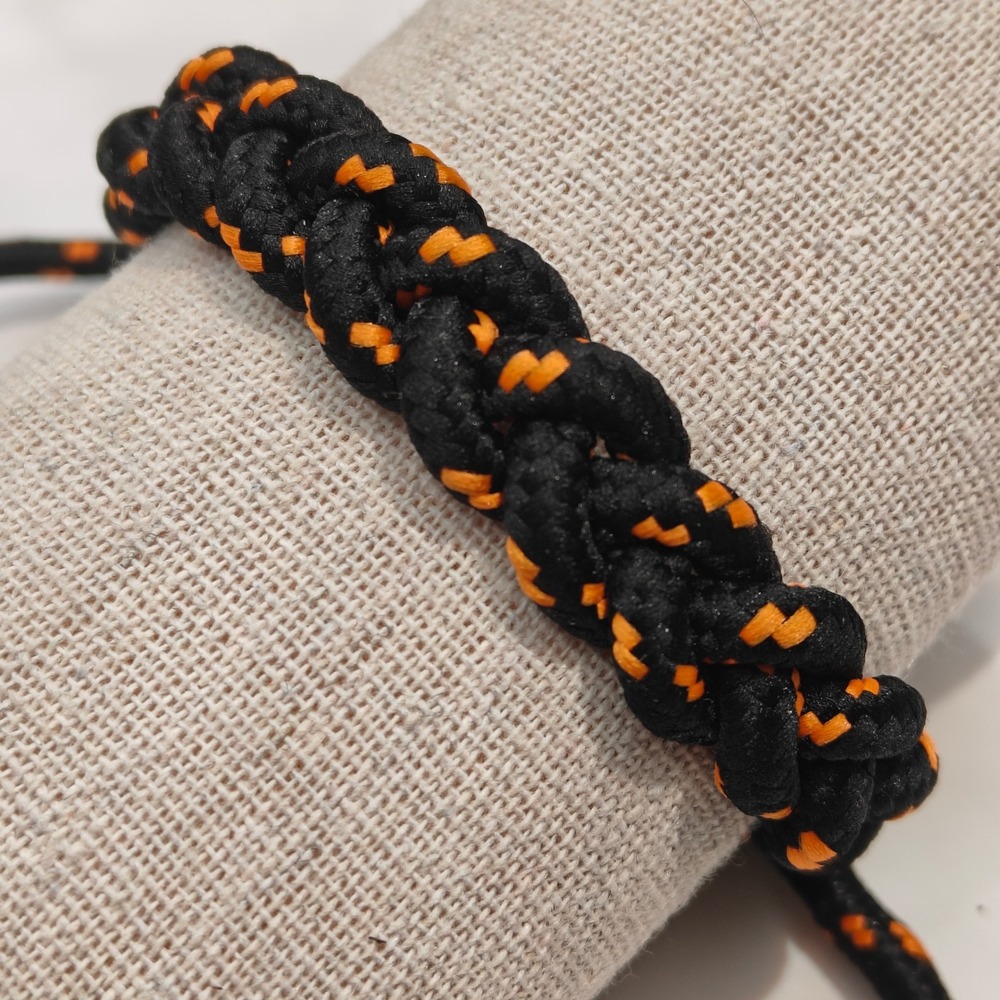 Black Orange Braided Paracord Bracelet Adjustable Sliding Knot String Gorpcore